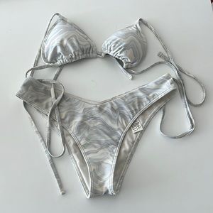 White and blue bikini